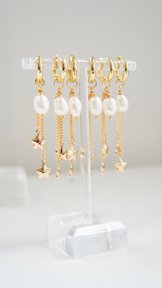 Chain Drop Star Earrings