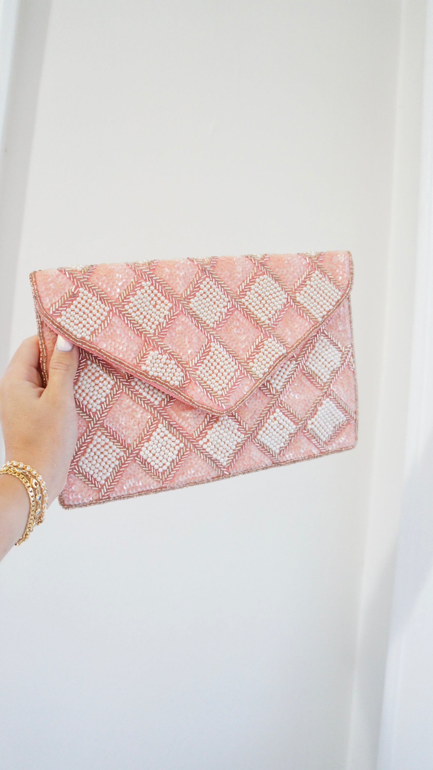 Pink Patterned Clutch Bag