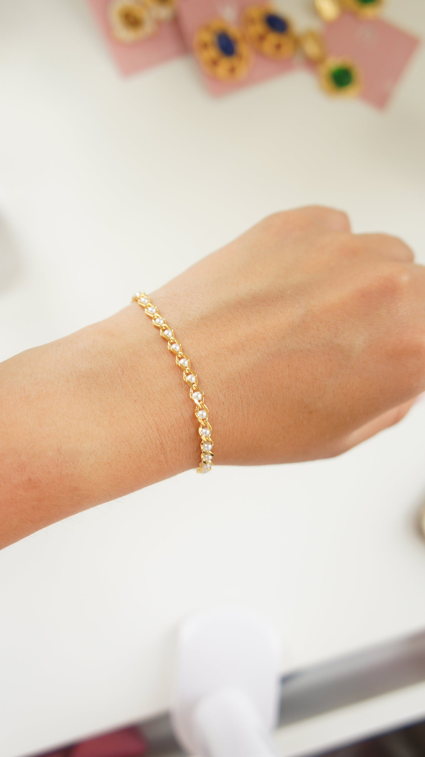 Lourdes Pearl Chain Bracelet