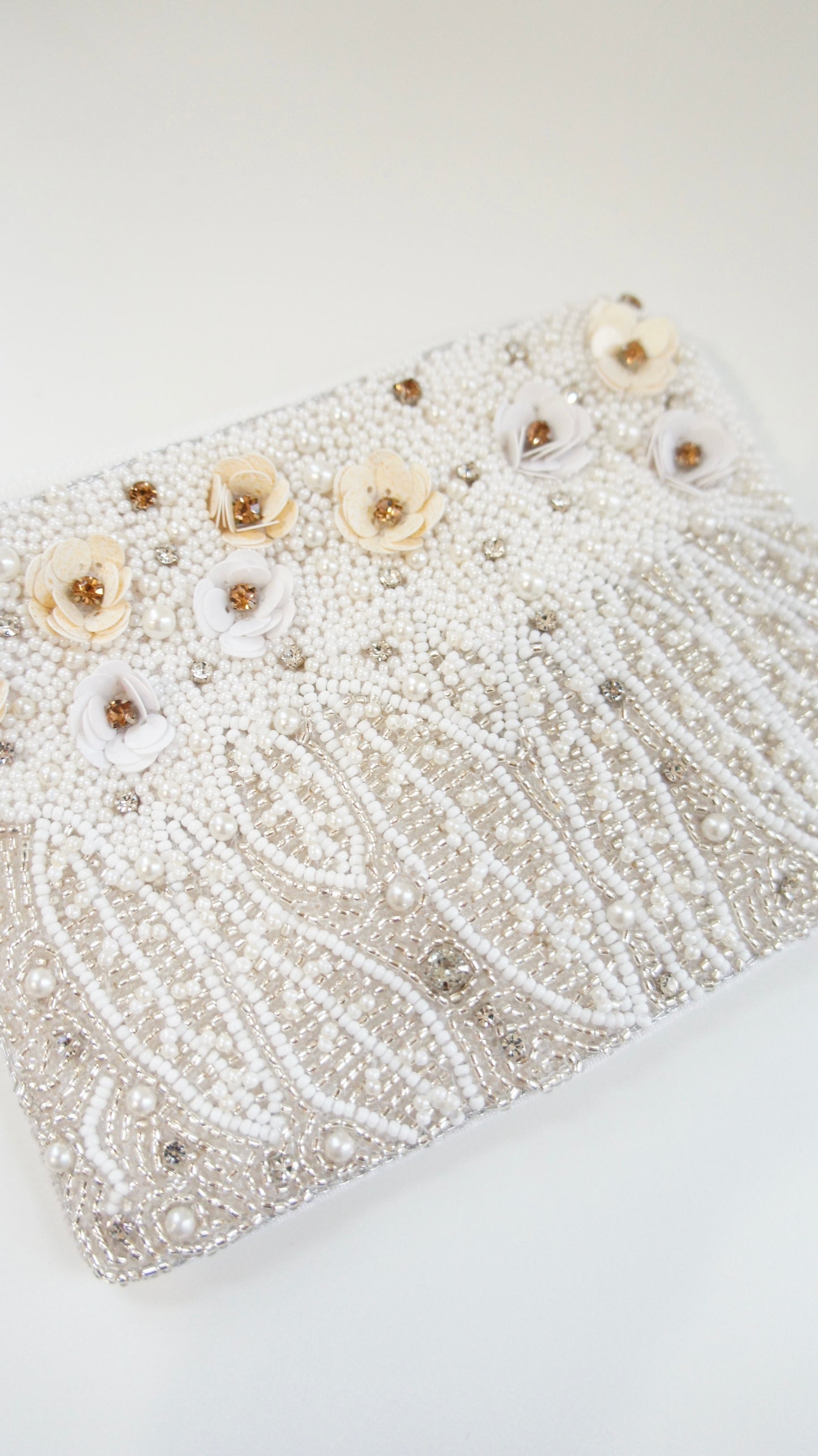 White Flowers & Crystals Bag