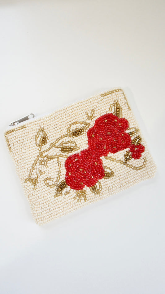 Flower Beaded Pouch Bag