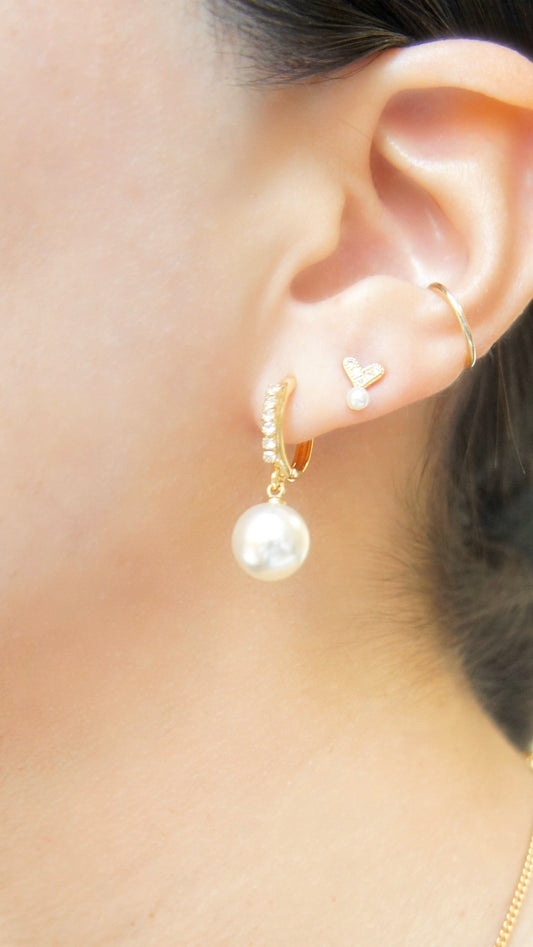 Round Pearl Drop Earrings